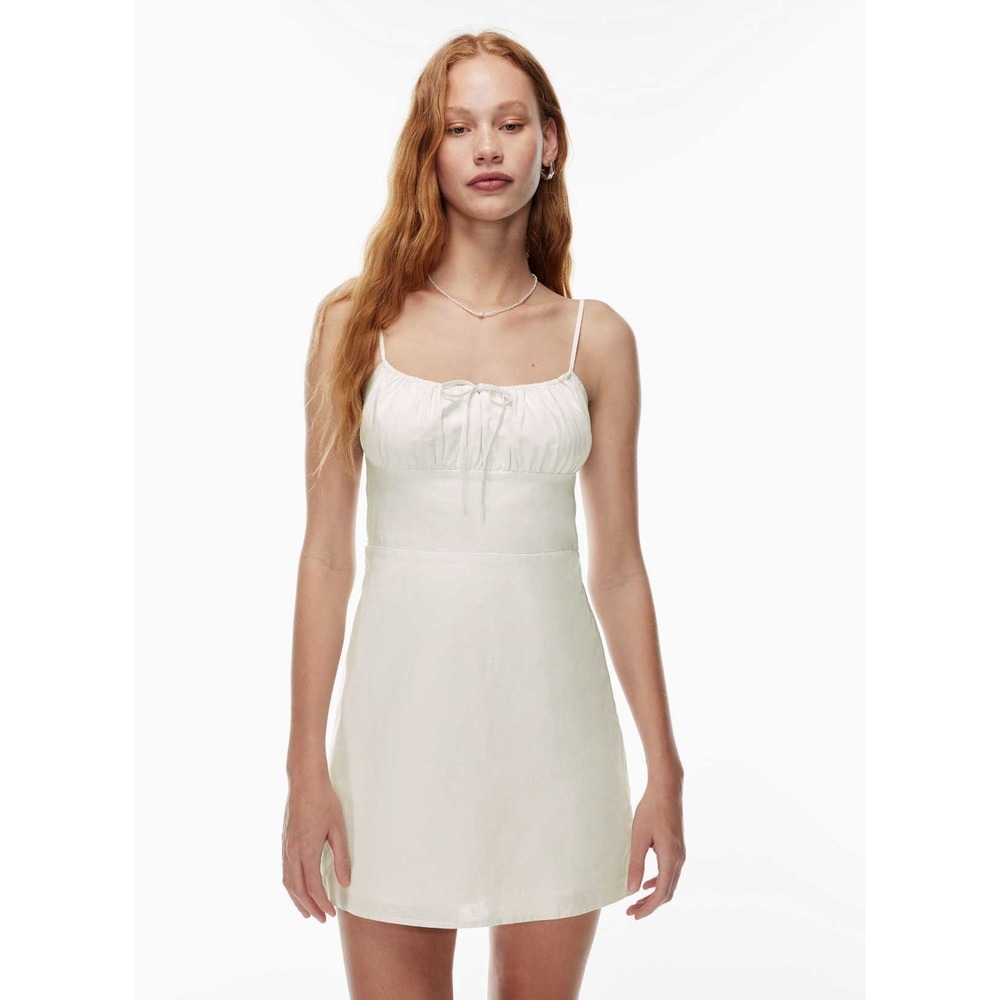 Sunday Best Aritzia Delilah Mini Dress White Cottagecore Linen Cotton Smocked M
